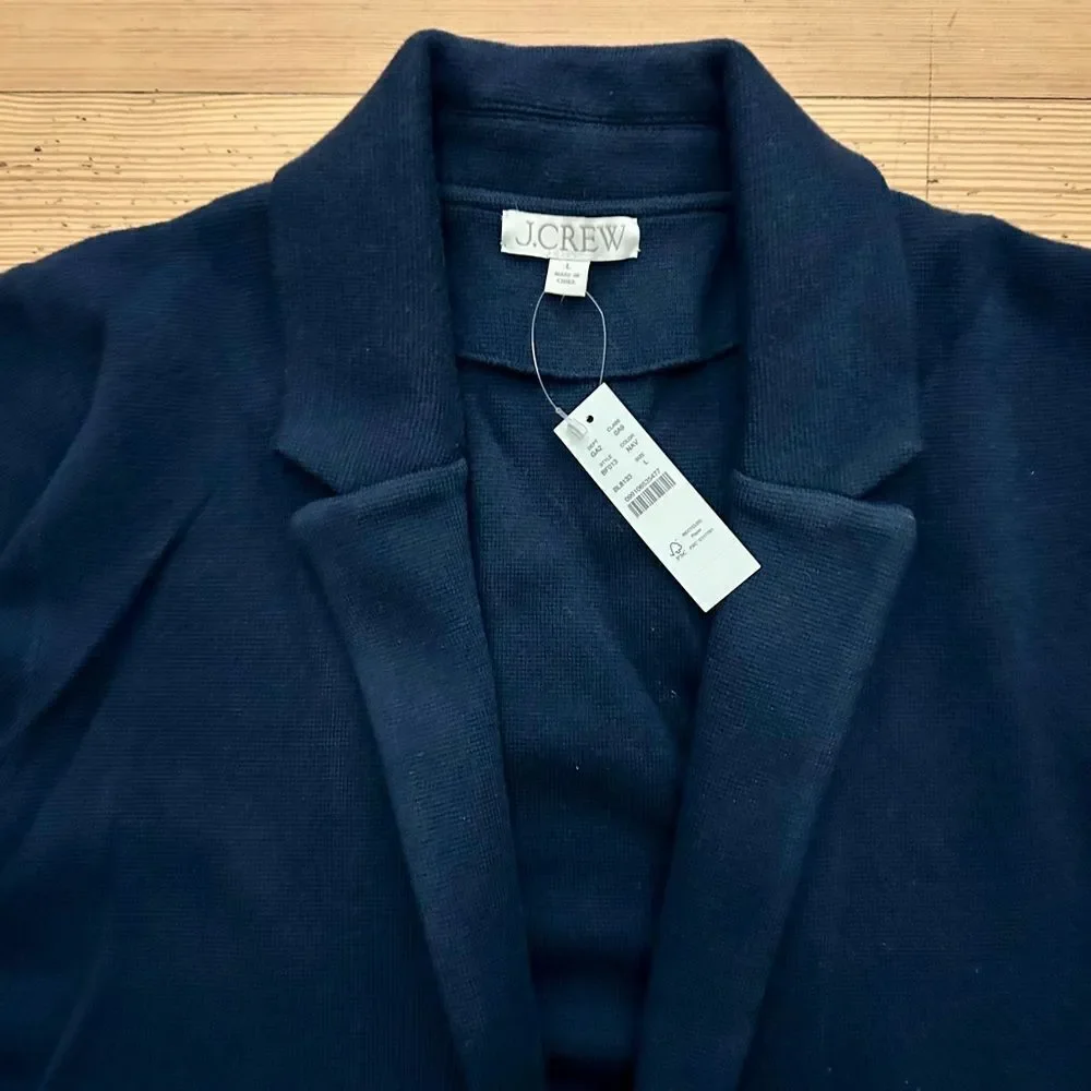 J. Crew Cecile relaxed sweater-blazer. Navy. Size L. NWT.